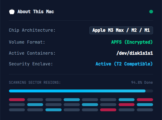 Mac system compatibility and APFS scan report