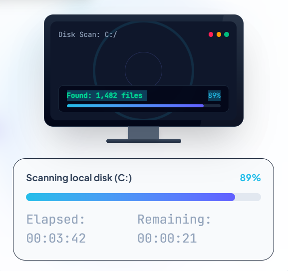 Computer data recovery scanning interface