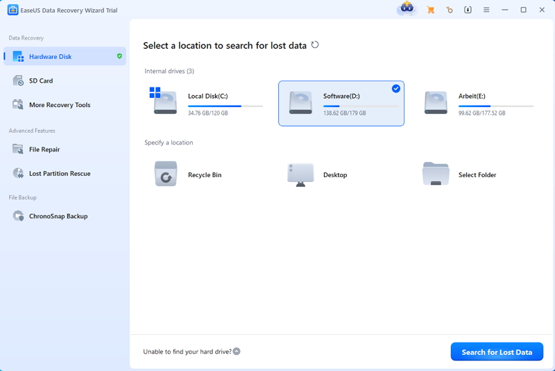 interface | EaseUS Data Recovery Wizard