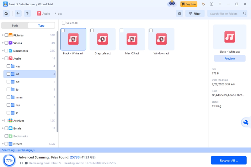 EaseUS Data Recovery Wizard to recover data step 3