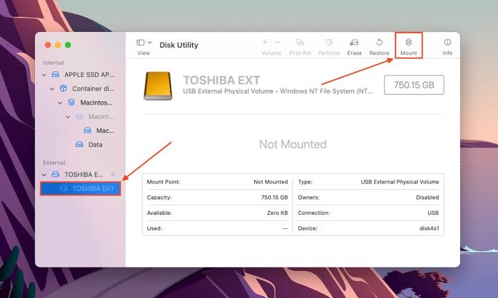 select Mount | WD Elements External Hard Drive Not Showing Up