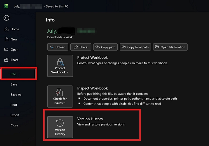 Browse Version History
