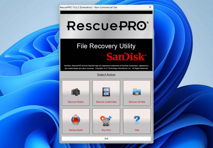 SanDisk RescuePRO screen