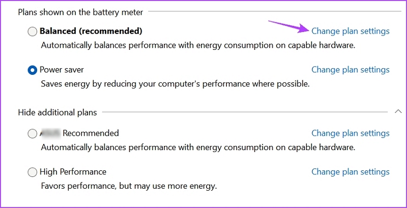 click Change plan settings | WD Elements External Hard Drive Not Showing Up