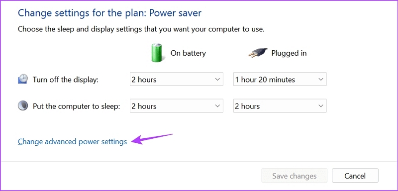 select Change advanced power settings | WD Elements External Hard Drive Not Showing Up